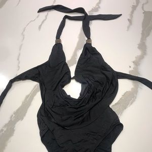 One piece cutout swimsuit with open back